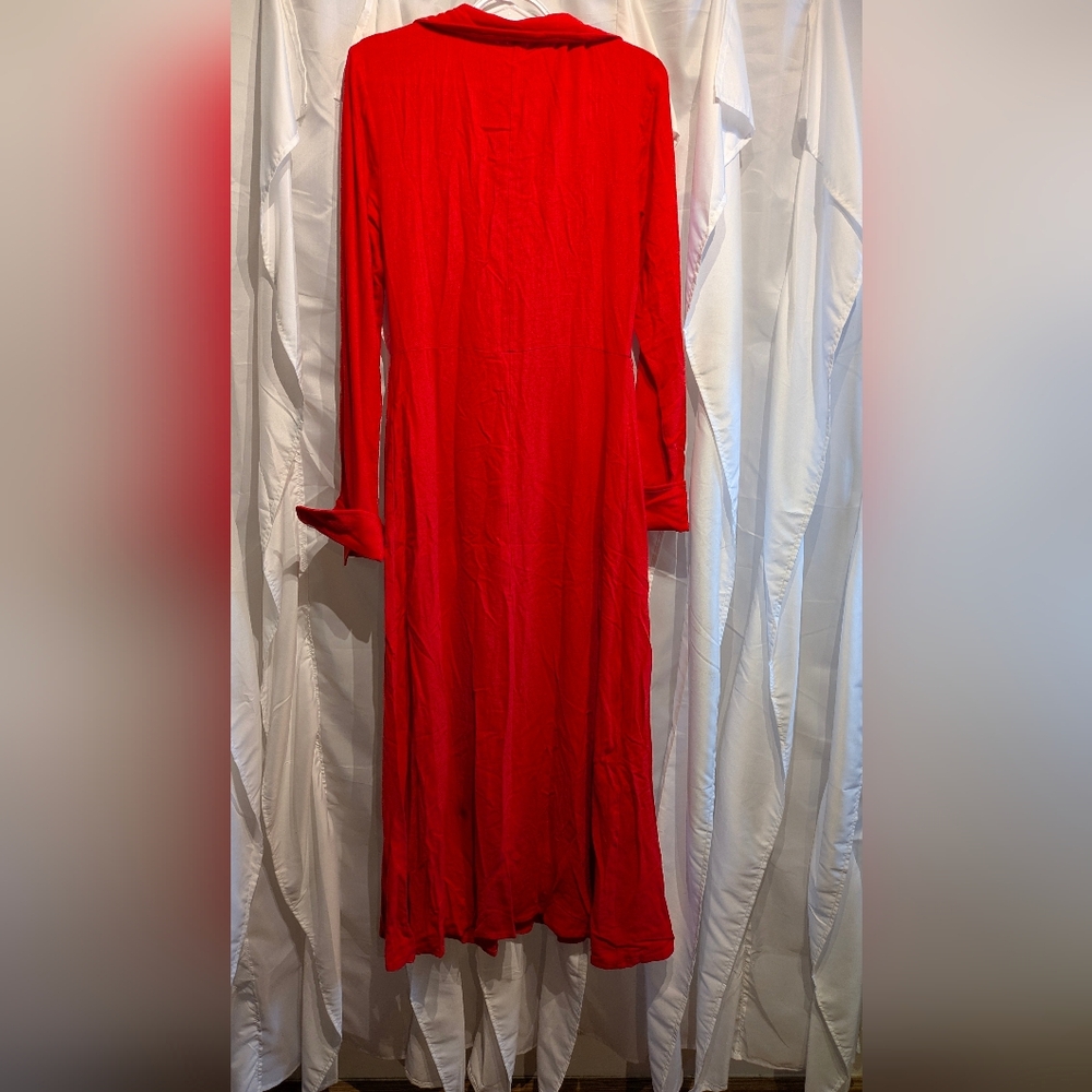 B1 NWT Oyrosy Elegant Red Pleated Maxi Dress - Size XS - Picture 9 of 9